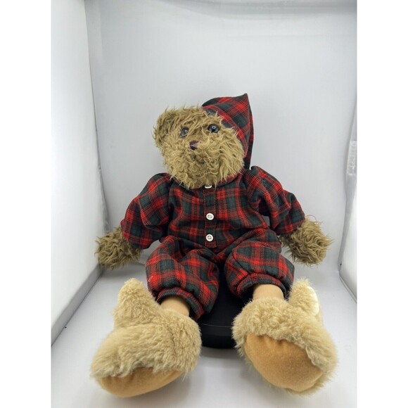 Abc Distributing Brown Bear Plush Plaid Pajamas Bunny Rabbit Slipper Lodge - Picture 4 of 12